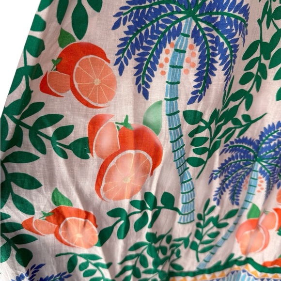C&C California Smocked Waist Citrus Palm Tree Orange Tropical Skirt NEW Size XL - Picture 4 of 15